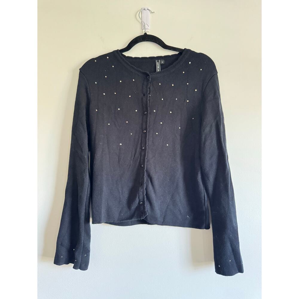 Charlotte Tarantola Black Embellished Cardigan Sweater Women’s Large